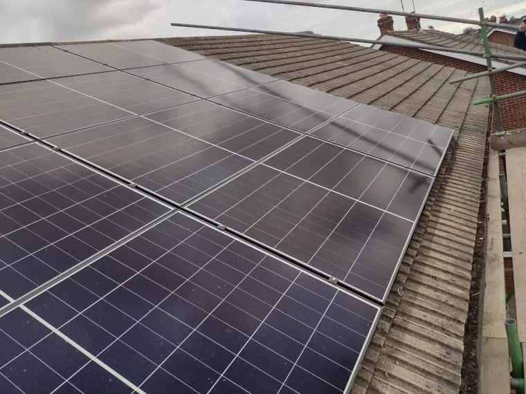 12 Aiko solar panels installed on a roof in Worthing West Sussex