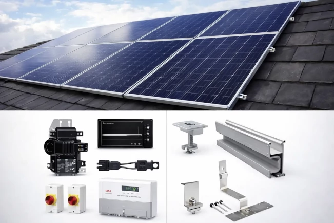 Example plug-in solar panel kit connected to socket